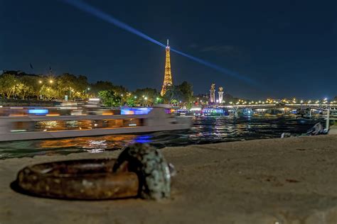 Tourists View of Boat Cruises in Paris at Night With Eiffel Tower ...