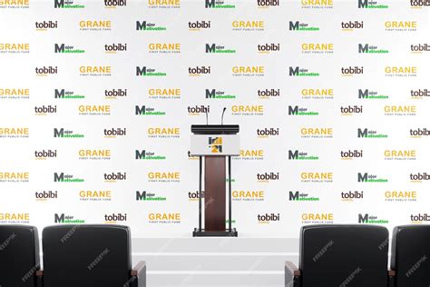 Premium PSD | Information backdrop banner in the conference room mockup