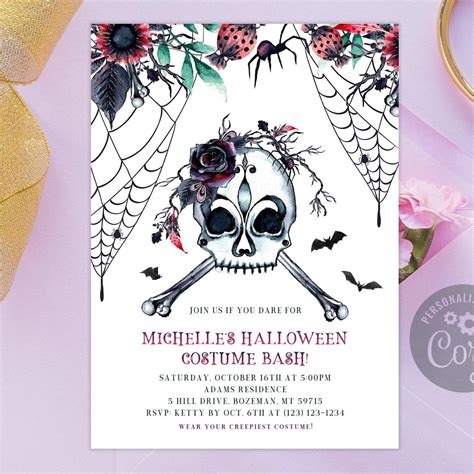 Halloween invitation for adults, Editable Halloween birthday invitatio ...