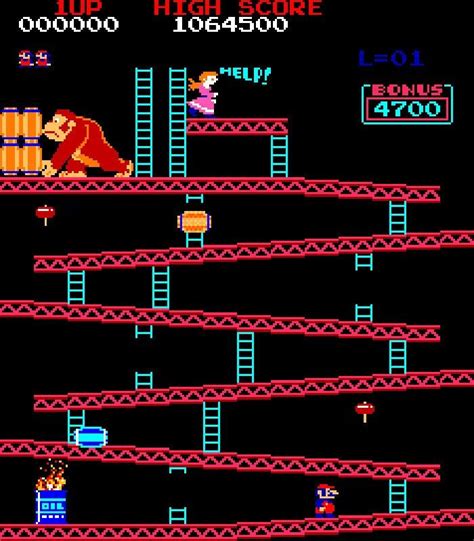 an old - school video game with donkey kong on the screen