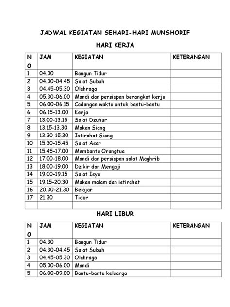 Tabel Kegiatan Sehari Hari Anak Nasional Adalah - IMAGESEE