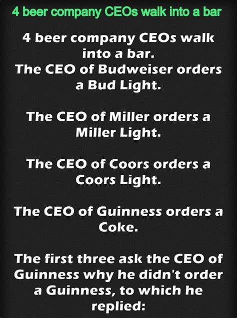 4 beer company CEOs walk into a bar – Jokes Jelly | Really funny joke ...