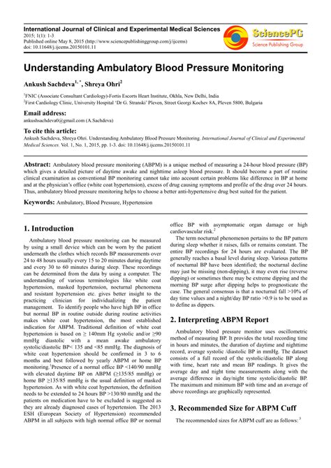 (PDF) Understanding Ambulatory Blood Pressure Monitoring