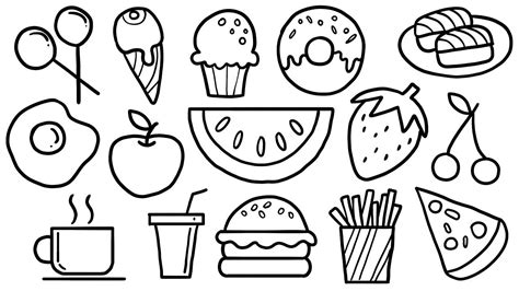 How to Draw Food items - Healthy v Unhealthy, fruits drawing, ice cream ...