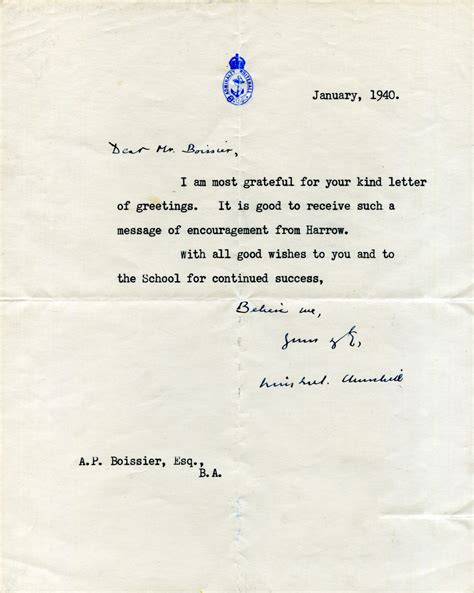 Winston S. Churchill | Typed letter signed ("Winston Churchill"), to ...