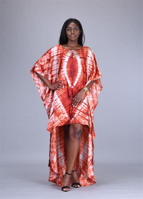 African Tie Dye Dress, Satin Adire Dress, African Kaftan Dress ...