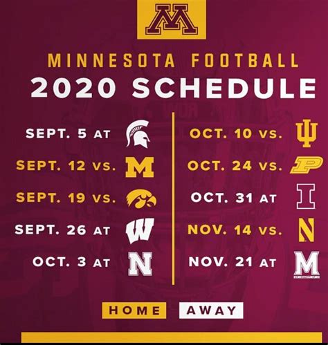 Printable Gopher Football Schedule