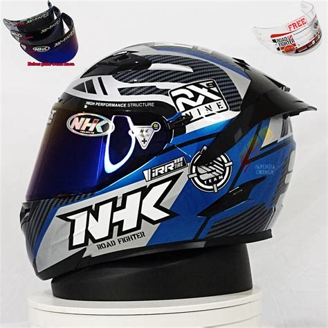 Jual NHK RX9 PAKET GANTENG RACER X BLUE SILVER HELM NHK FULL FACE ...