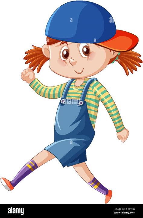 Teenager girl walking cartoon character on white background ...