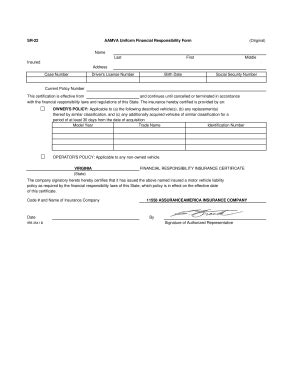 SR-22 AAMVA Uniform Financial Responsibility Form - Fill Out and Sign ...