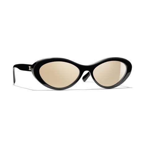 Chanel - Oval Sunglasses - Black Gold Mirror - Chanel Eyewear - Avvenice