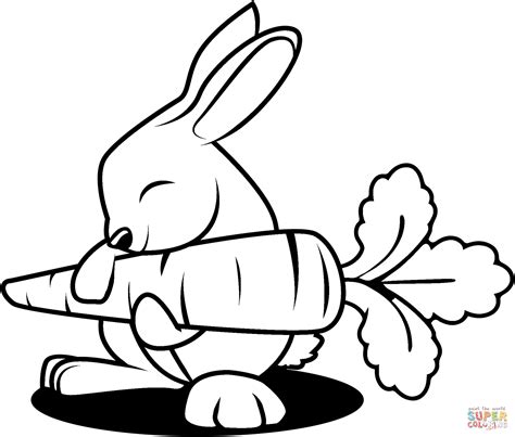 Rabbit With Carrot Coloring Page Free Printable Coloring, 40% OFF