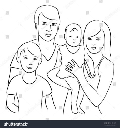 Family Sketch Drawing Stock Vector (Royalty Free) 111171587 | Shutterstock