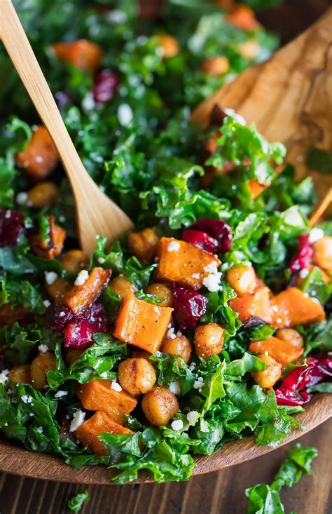 Roasted Butternut Squash Kale Salad with Chickpeas and Cranberries ...