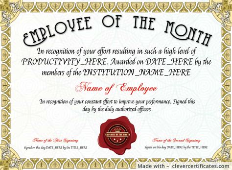 Certificate Employee Of The Month Templates, Thank Your Staff Or ...