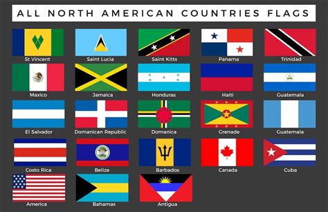 Conjunto, de, banderas, de, norteamericano, países, vector, imagen ...