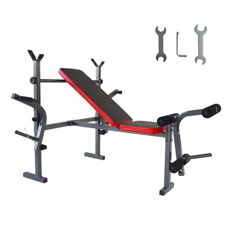 INTBUYING Adjustable Weight Fitness Bench Press Set for Workout Gym ...