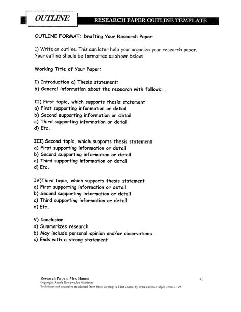 Research Paper Outline Format Blank Sample | Templates at ...