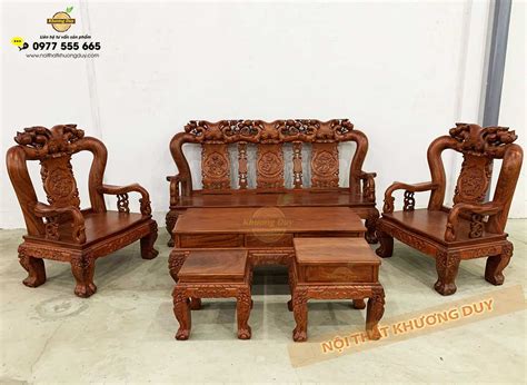 Bộ bàn ghế phòng khách sofa gỗ Hương Đá sang trọng tại TPHCM