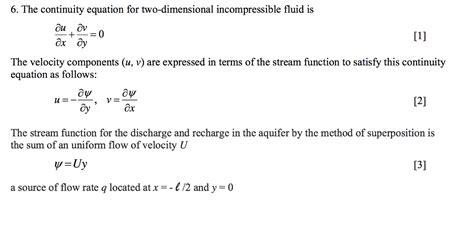 Solved 6. The continuity equation for two-dimensional | Chegg.com