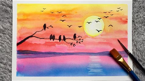 Sunset Easy Paintings With Water Colours