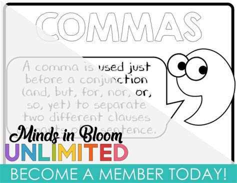 Comma Rules Posters - LINE ART - Great for Coloring - Minds in Bloom ...