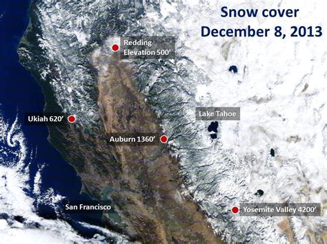 Satellite Image of California's Current Snow Cover: - SnowBrains