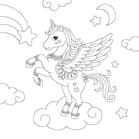 Premium Vector | Pegasus unicorn coloring page