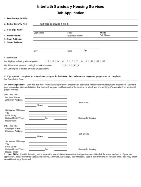 Sanctuary Job Application . Job Application Doc Template | pdfFiller