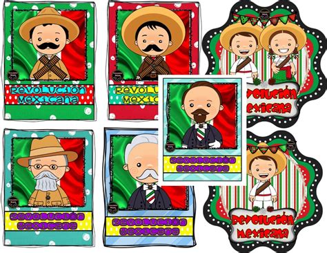 Bonitos diseños de personajes y distintivos de la Revolución Mexicana ...