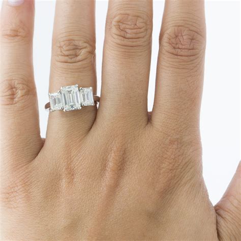 Emerald Cut 3 Stone Engagement Ring Setting in Platinum