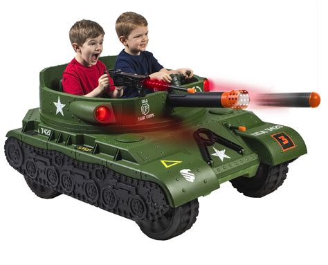 Thunder Tank Ride-On With Working Cannon and Rotating Turret 24 Volt green