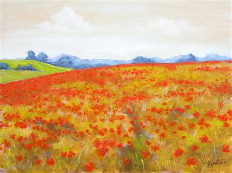 Red Poppy Field - Oil Painting - Fine Arts Gallery - Original fine Art ...