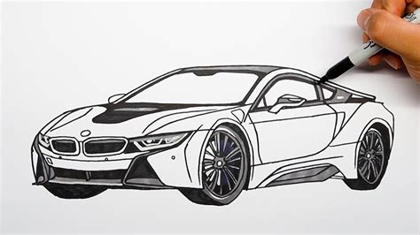 How to draw a car - BMW i8 - Step by step #1 - YouTube