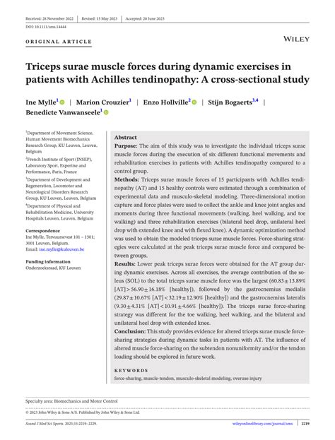 Triceps surae muscle forces during dynamic exercises in patients with ...