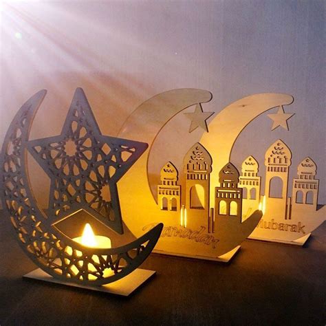 Ramadan en bois Eid moubarak décoration pour la maison lune Islam ...