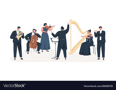 Symphony orchestra flat Royalty Free Vector Image