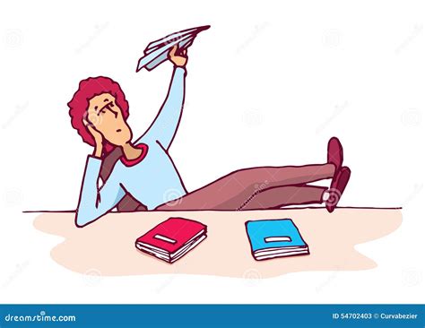 Distracted Student Throwing A Paper Plane Stock Vector - Image: 54702403