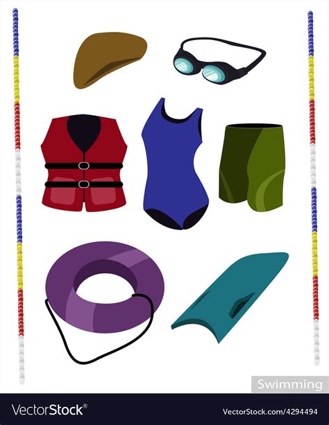 Set of swimming equipment on white background Vector Image