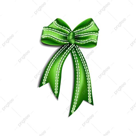 Green Ribbon Bow Vector Hd Images, Green Bow Ribbon Isolated, Gift ...