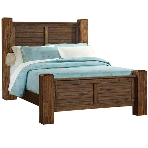 Wooden California King Size Bed with Louvered Headboard and Footboard ...