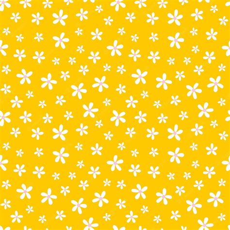 Pequeñas flores blancas sobre fondo amarillo. | Vector Premium