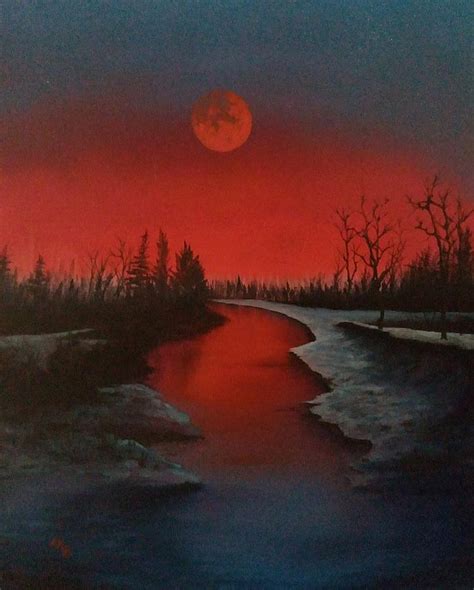 Blood moon Painting by Micheal Evans - Fine Art America