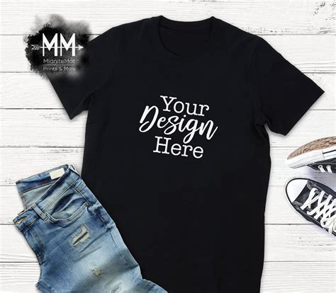 Black T-Shirt Mockup Black Shirt Flat Lay Display Short | Etsy