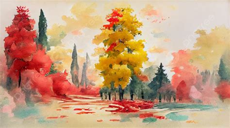 Watercolor Of Autumn Forest Photo Background And Picture For Free ...