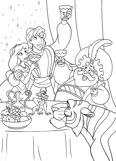 Princess Jasmine And Rajah Coloring Page