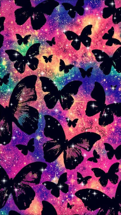 Black Glitter Wallpaper Butterfly