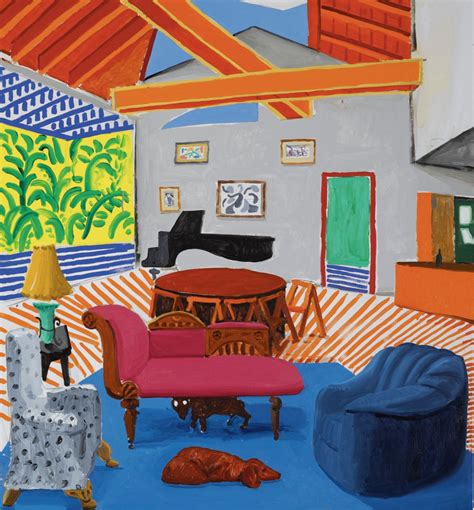 David Hockney - Montcalm Interior with Two Dogs [1988] | 데이비드 호크니, 팝 아트 ...