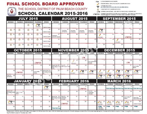 2015 - 2016 School Calendar | Emerald Cove Middle School – Wellington, FL