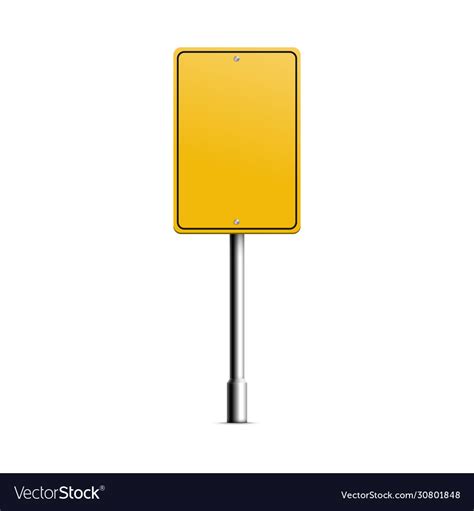 Yellow rectangle road sign mockup for street Vector Image